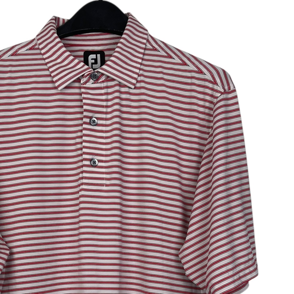 FootJoy‎ Mens L Performance Stretch Quick Dry Golf Polo Red White Striped